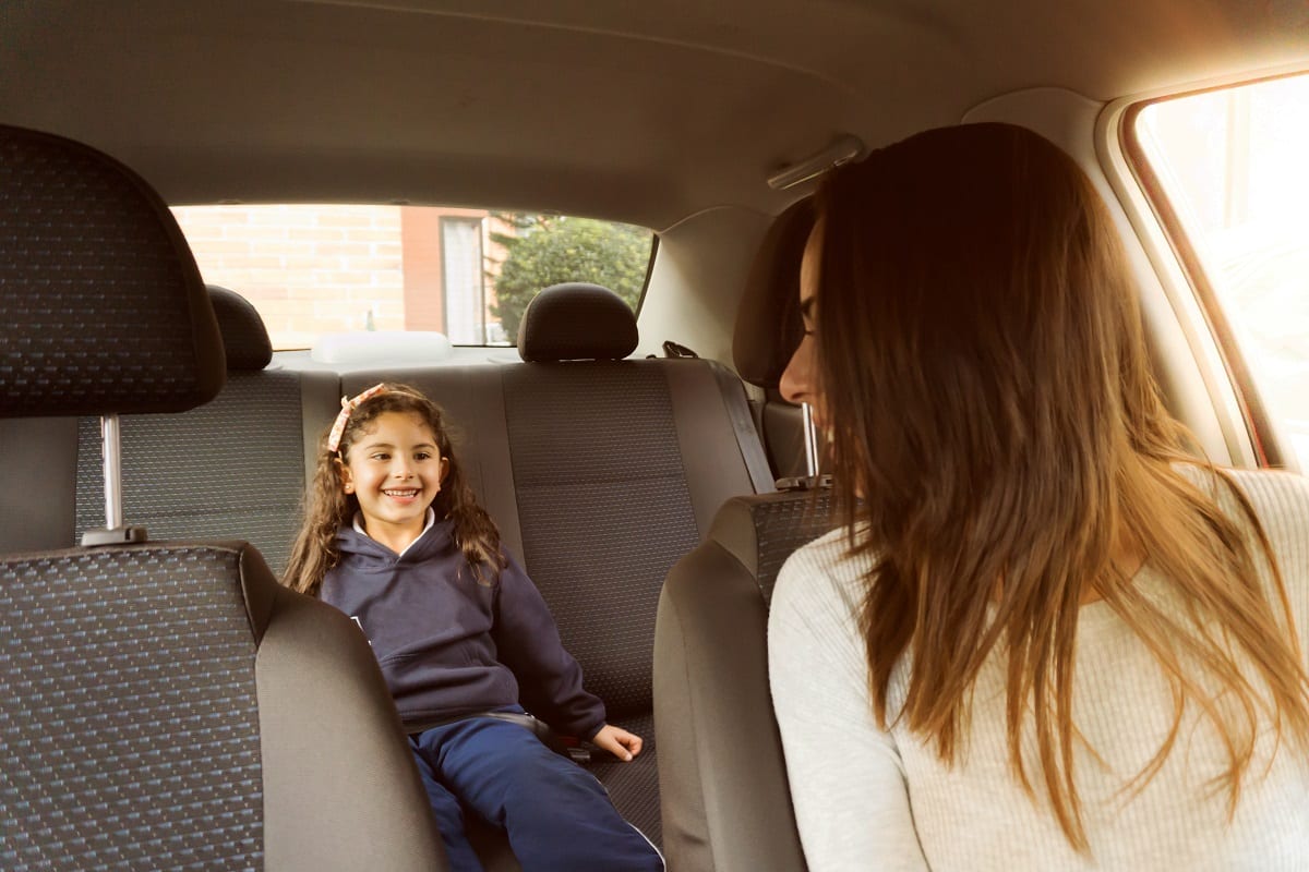 Mother and child in car