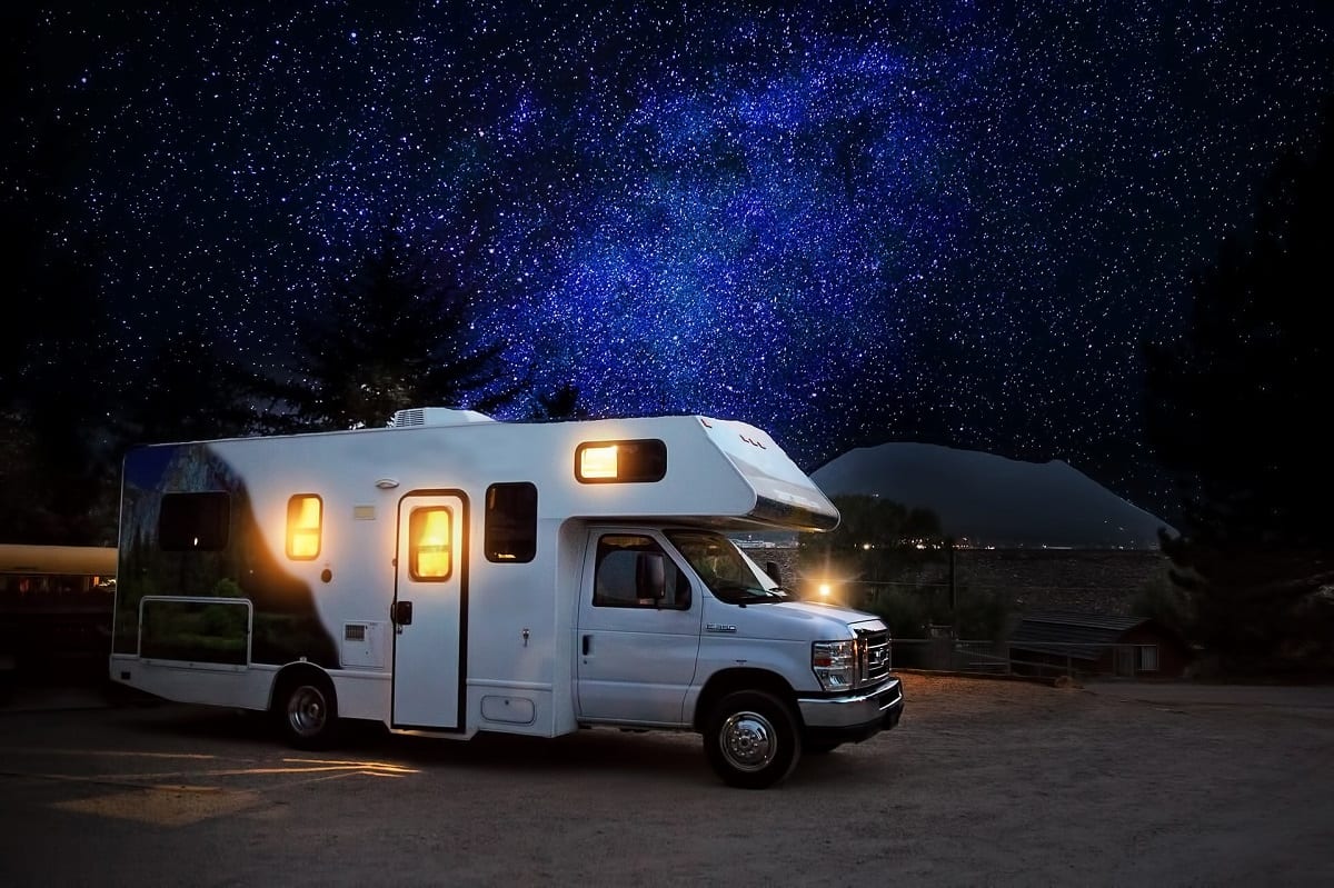 Motorhome at night