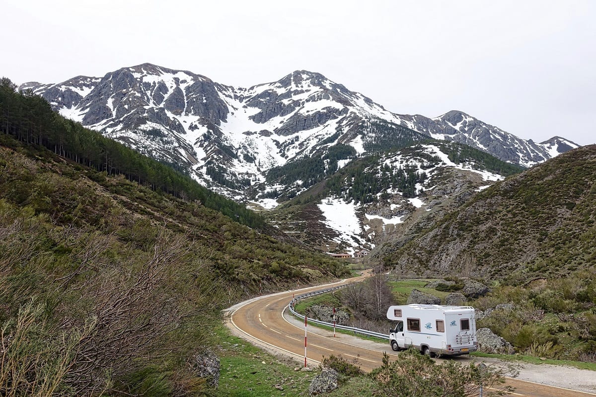 Motorhome on mountain road