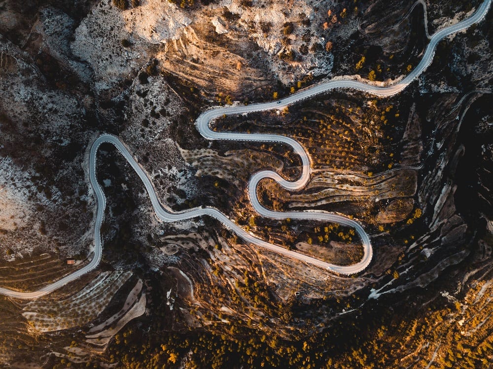 Winding mountain road in Spain