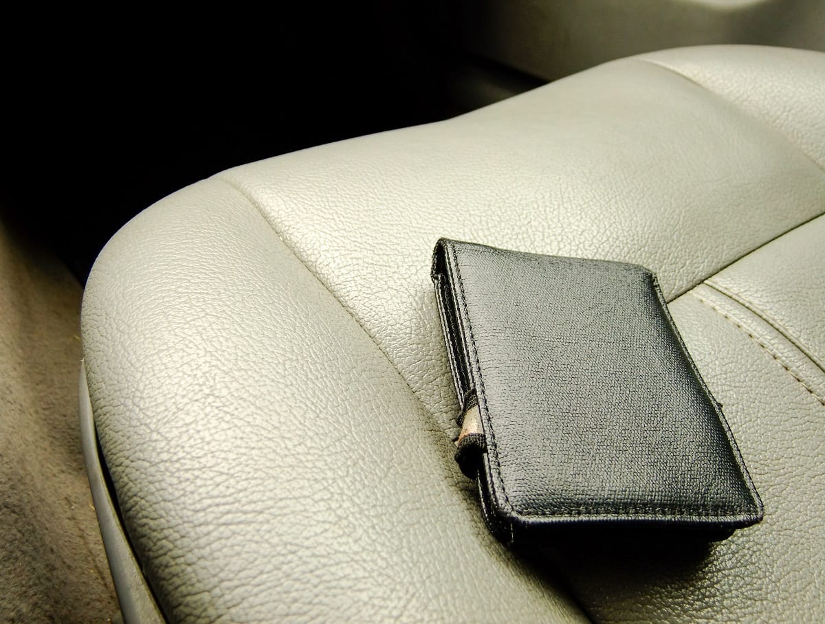 Wallet on car seat