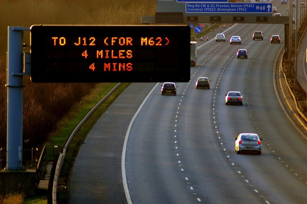 Electric signage over motorway