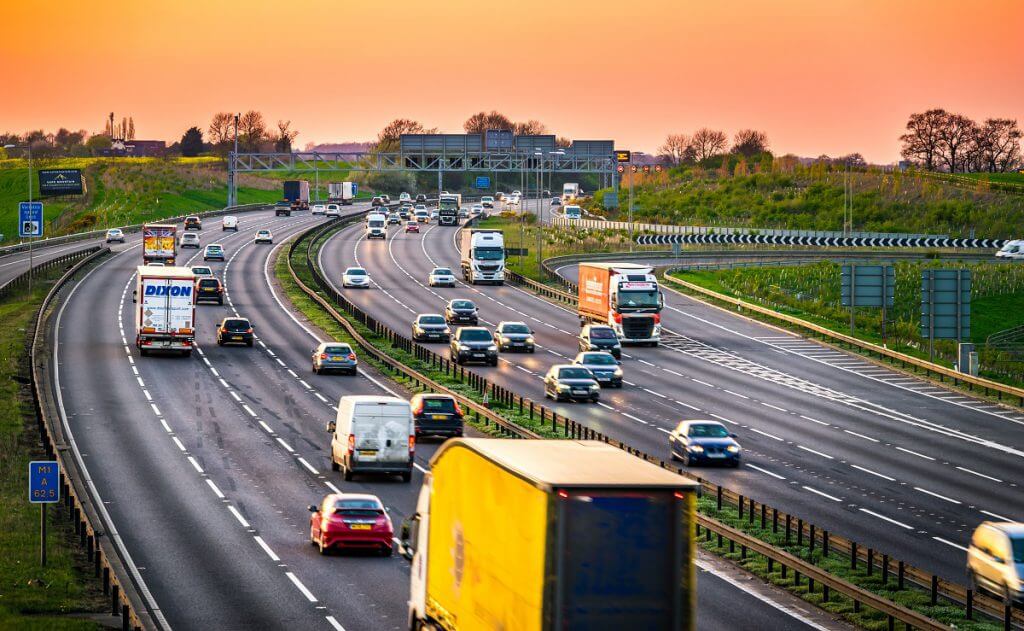 Motorway at sunset