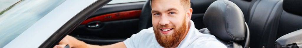 Young man in car