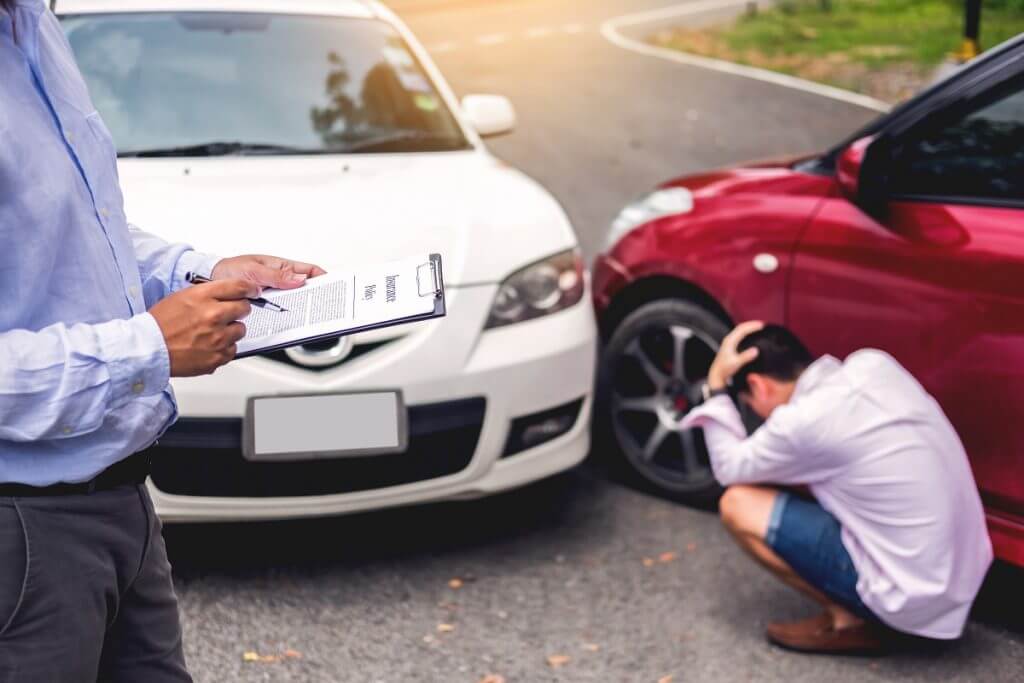 Man after having a car accident