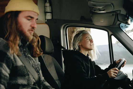 Learner drivers in van