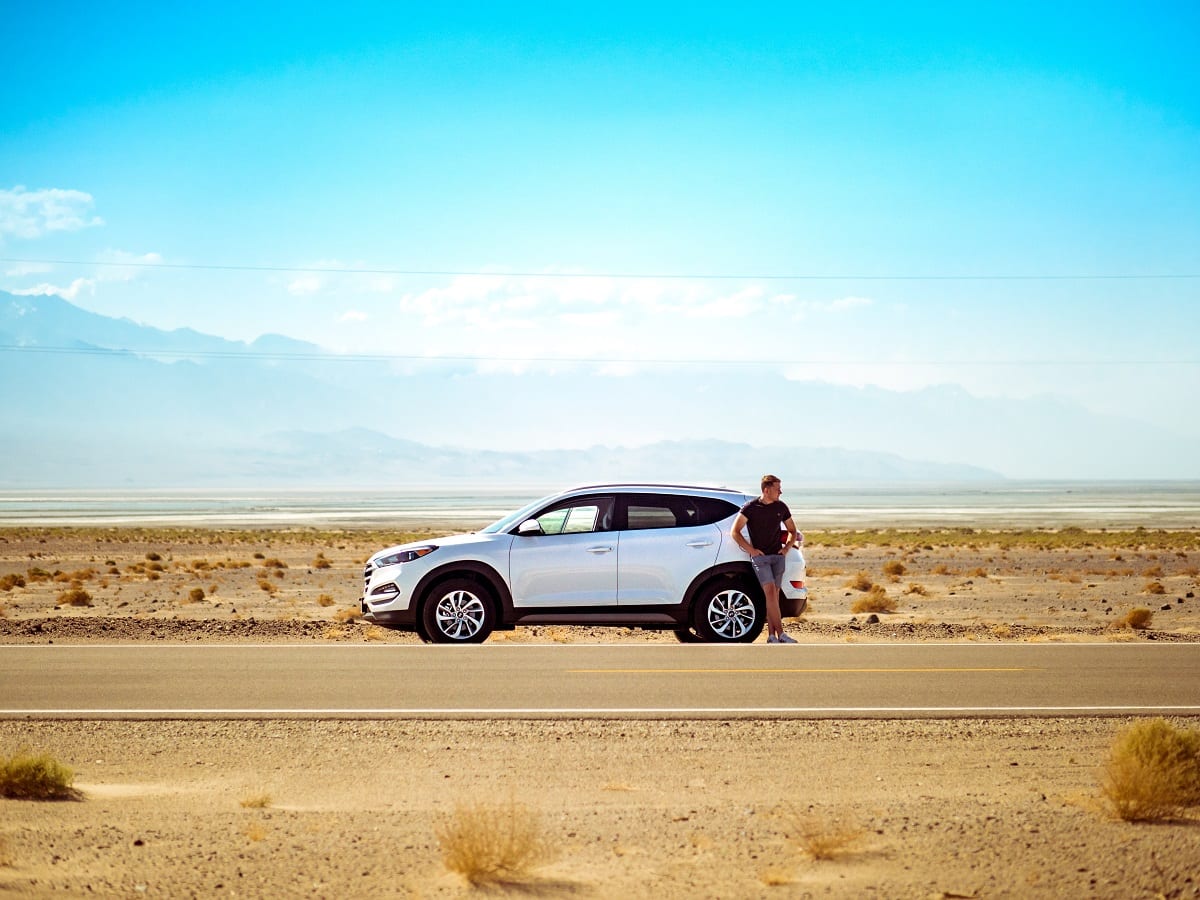 Car in desert