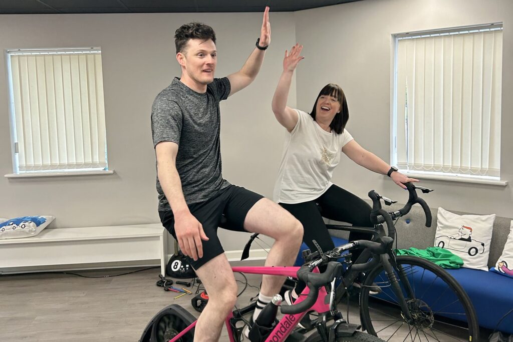 colleagues cycling