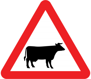 cattle crossing road sign