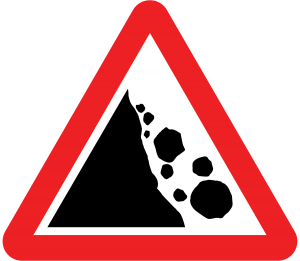 falling debris or rocks road sign