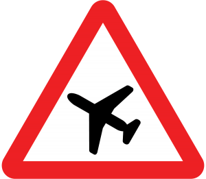 Low-flying aircraft road sign