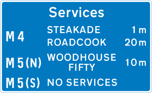 motorway services road sign