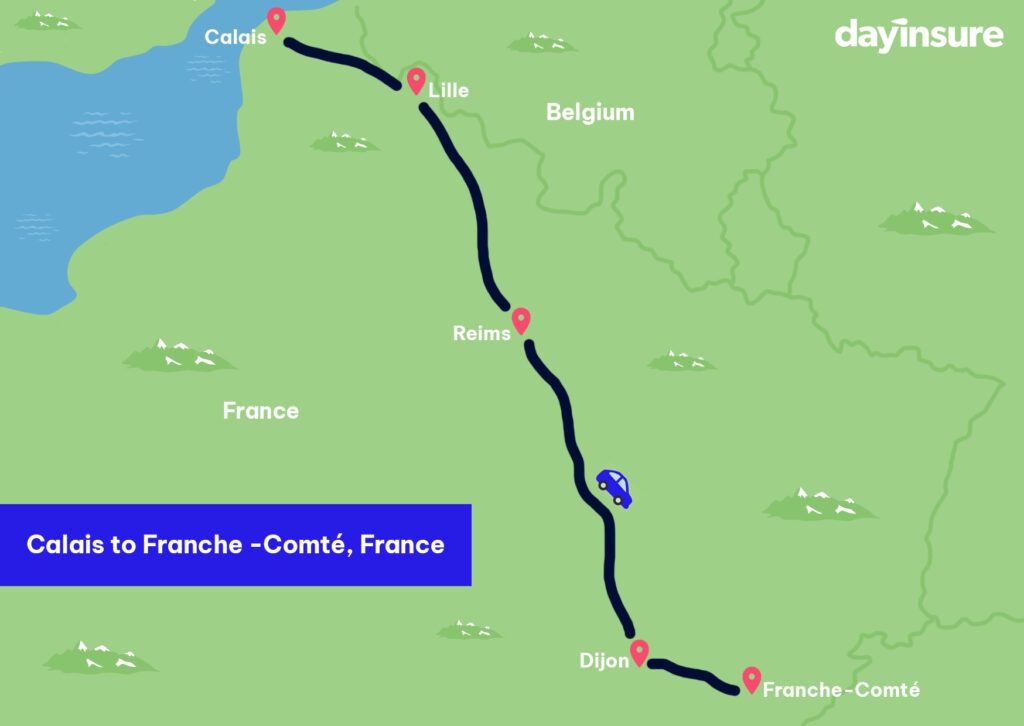 map of Calais to Franche-Comte